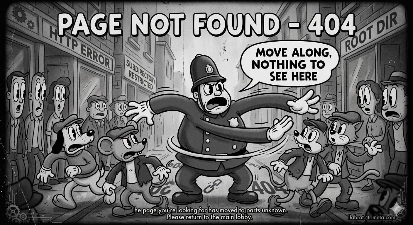 A vintage cartoon police officer telling you to 'Move along, nothing to see here'.
